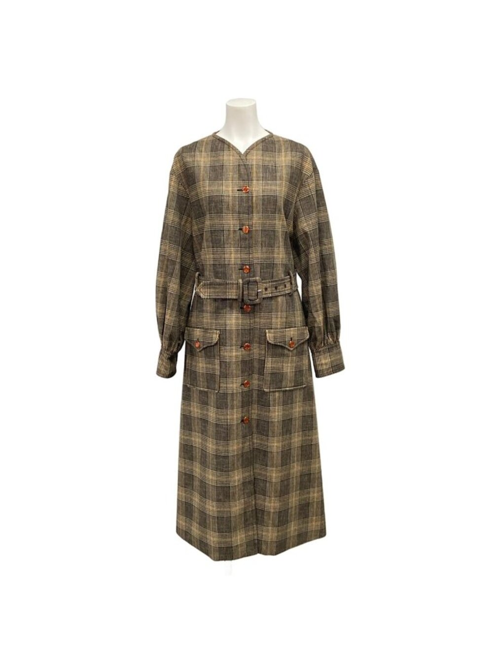 Gucci Coat M Beige Black Multi Cotton